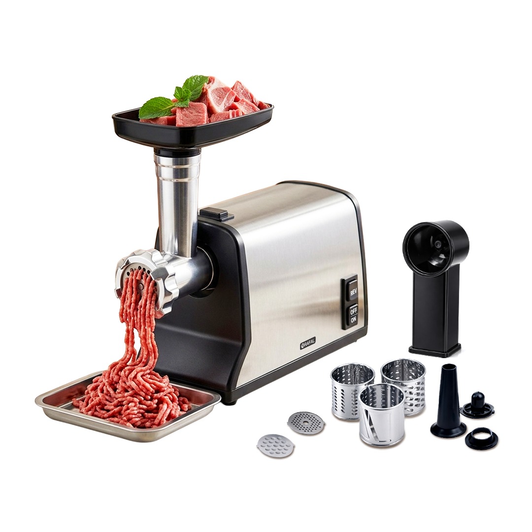 Rafal Meat Mincer with Attachments 2200 Watt , Black Silver