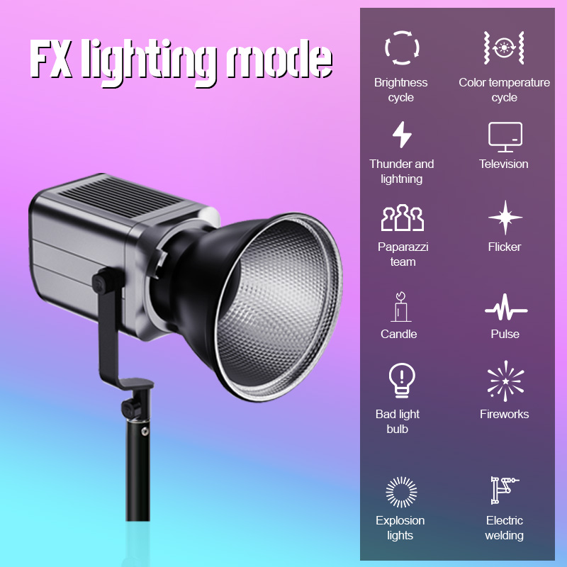 مصباح تصوير فيديو LED بتقنية COB فاجنر برو ،اسود - T100 RGB