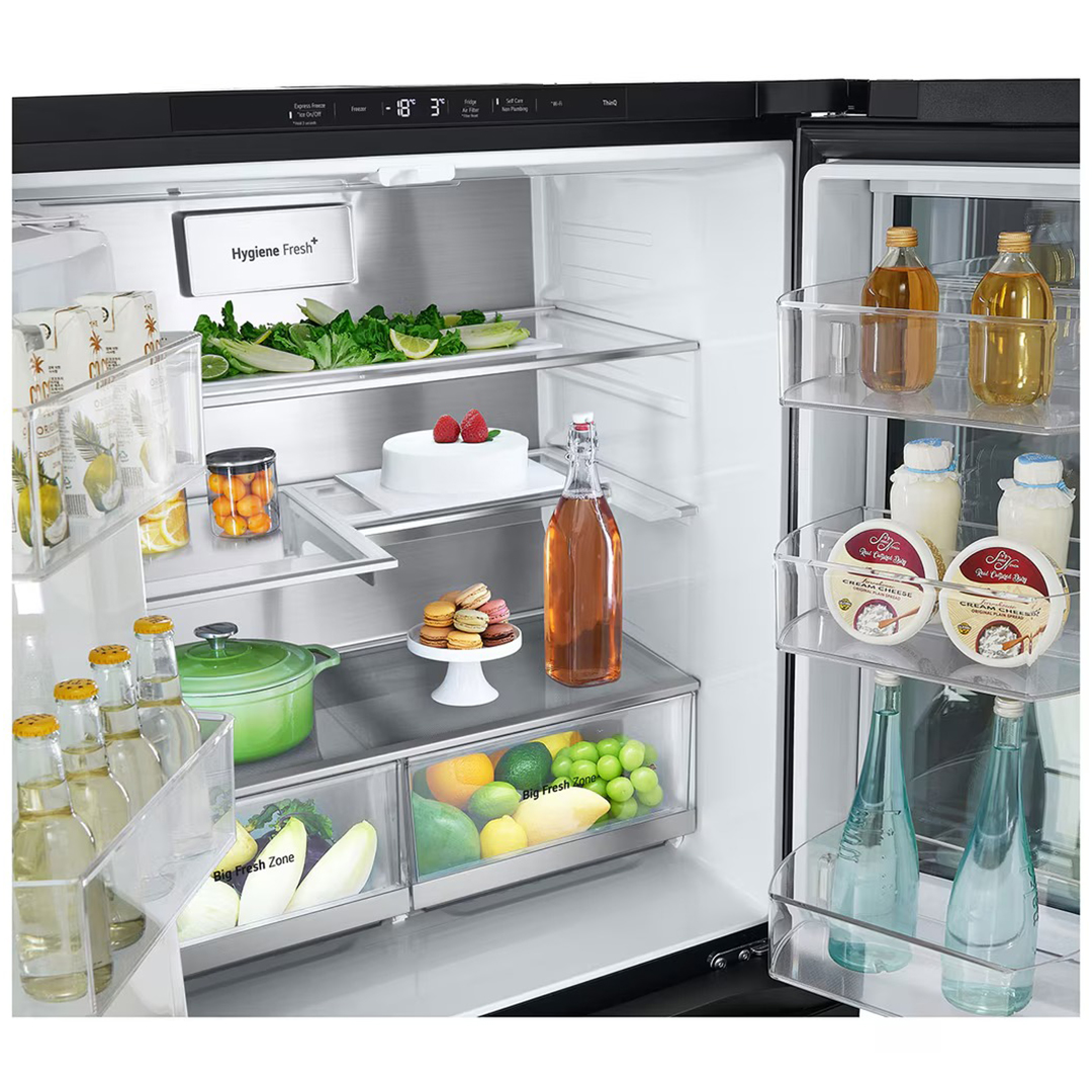 LG NoFrost French door refrigerator , 508 Liter Inverter Motor , Black - GC-X22FFQAB