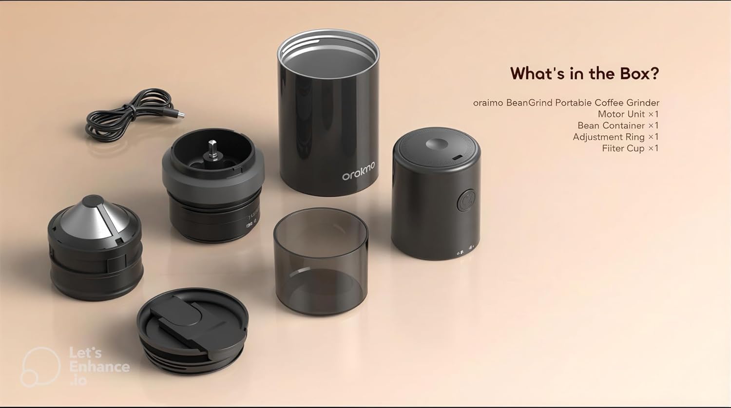 Oraimo BeanGrind Portable Coffee Grinder , 350 milliliter 30 Watt , Black - OCB-221A