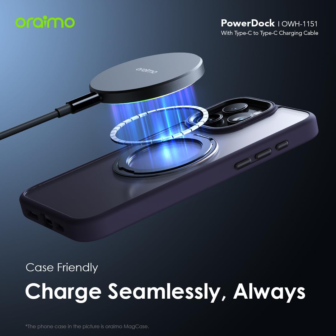 Oraimo PowerDock Wireless Charging Pad , 15 Watt , Black - OWH-1151