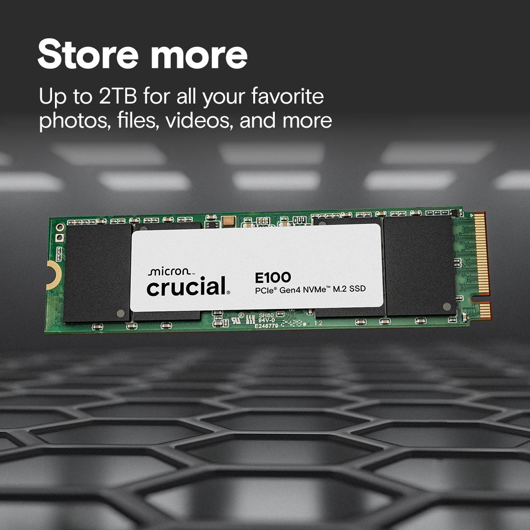 Crucial E100 Internal SSD , 1 Terabyte M.2 2280 - CT1000E100SSD8