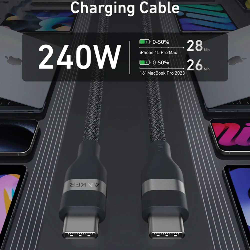Anker Type C Mobile Cable 6 Feet Black - A82E2