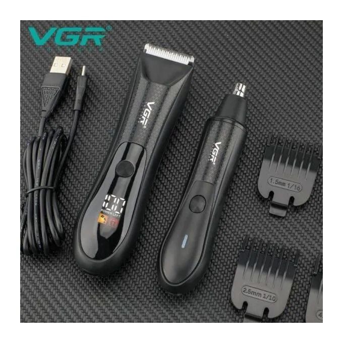 طقم ماكينة حلاقة في جي ار بروفيشنال ، استخدام جاف ورطب ، اسود - V-934