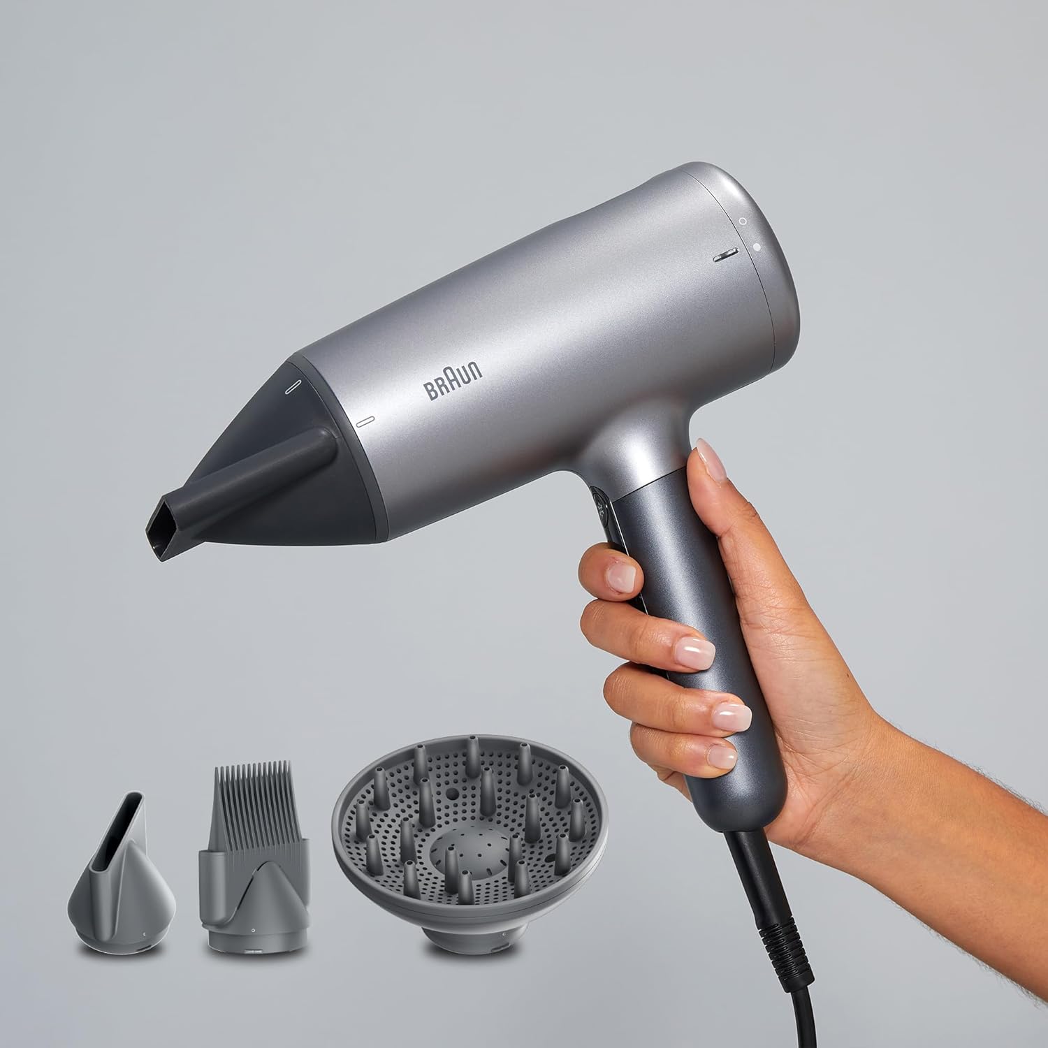 Braun HD 4.3 Hair Dryer 2200 Watt , Black Silver - BRHD435SDE